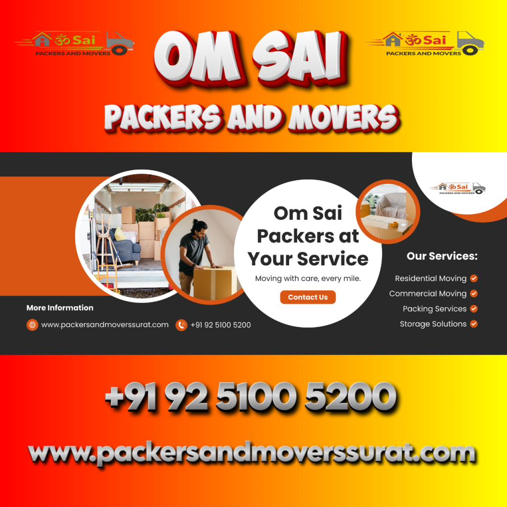 Professional Packers and Movers in Adajan handling household and office shifting with care and safety