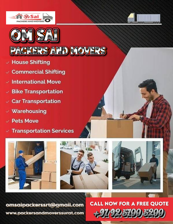 Professional packers and movers loading household items in Adajan Surat