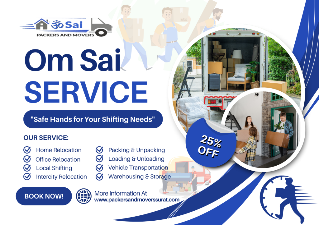 Professional movers and packers in Surat Adajan handling house relocation with care